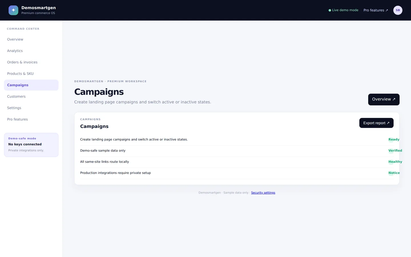 SmartGen Commerce OS — The campaign builder.