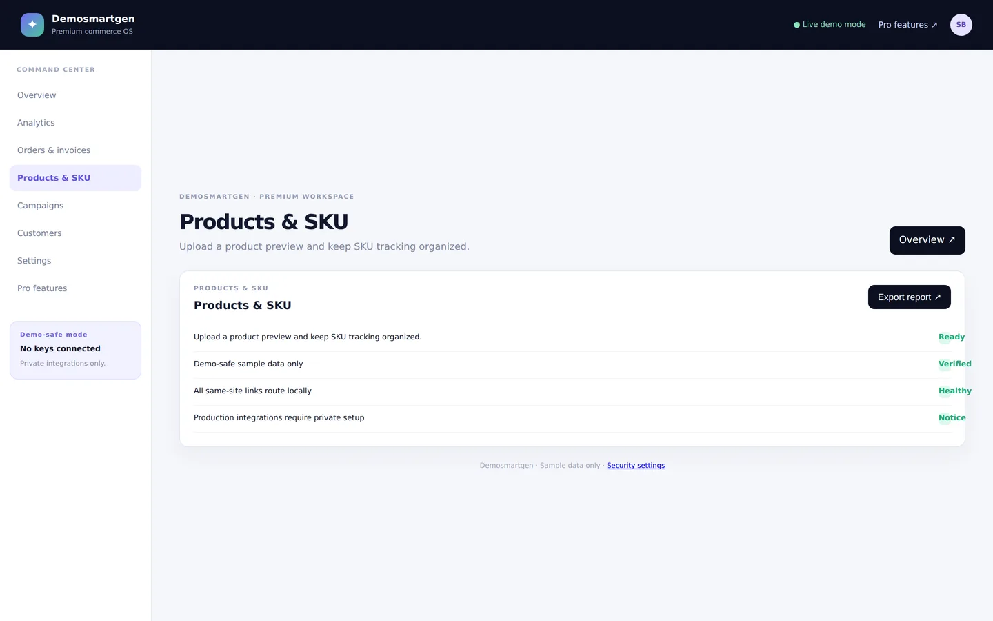 SmartGen Commerce OS — The catalogue.