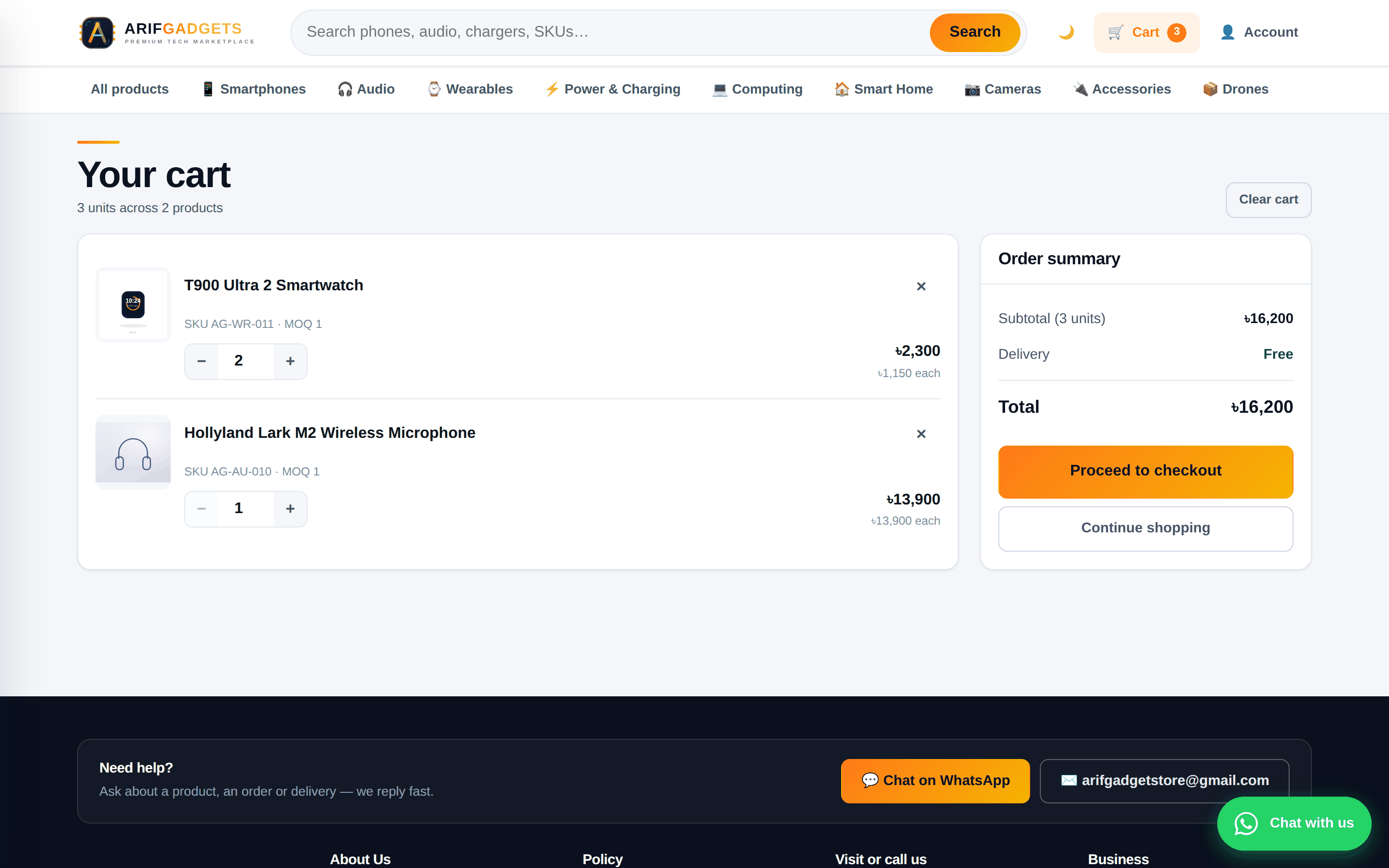 Cart with volume pricing