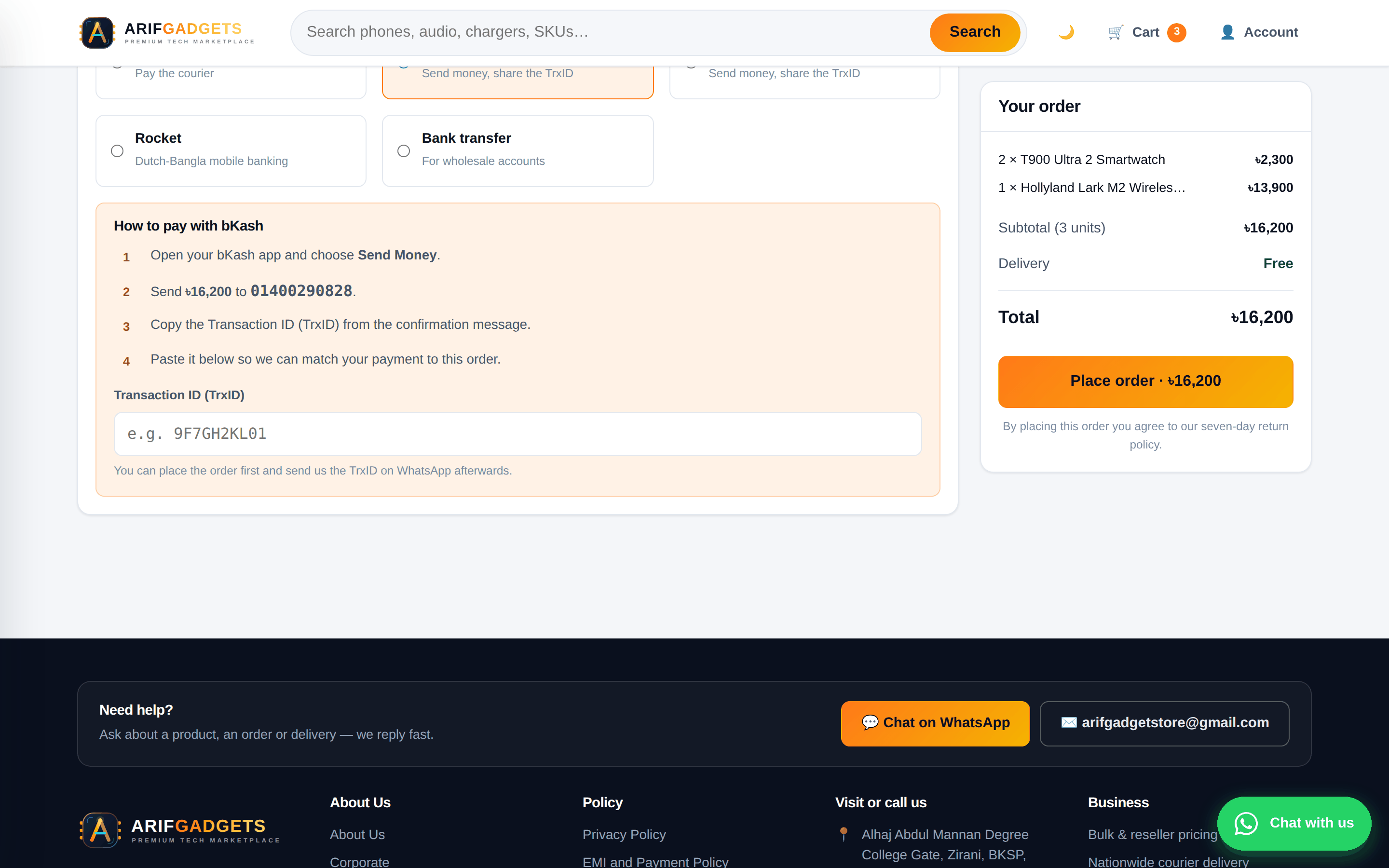 Payment instructions