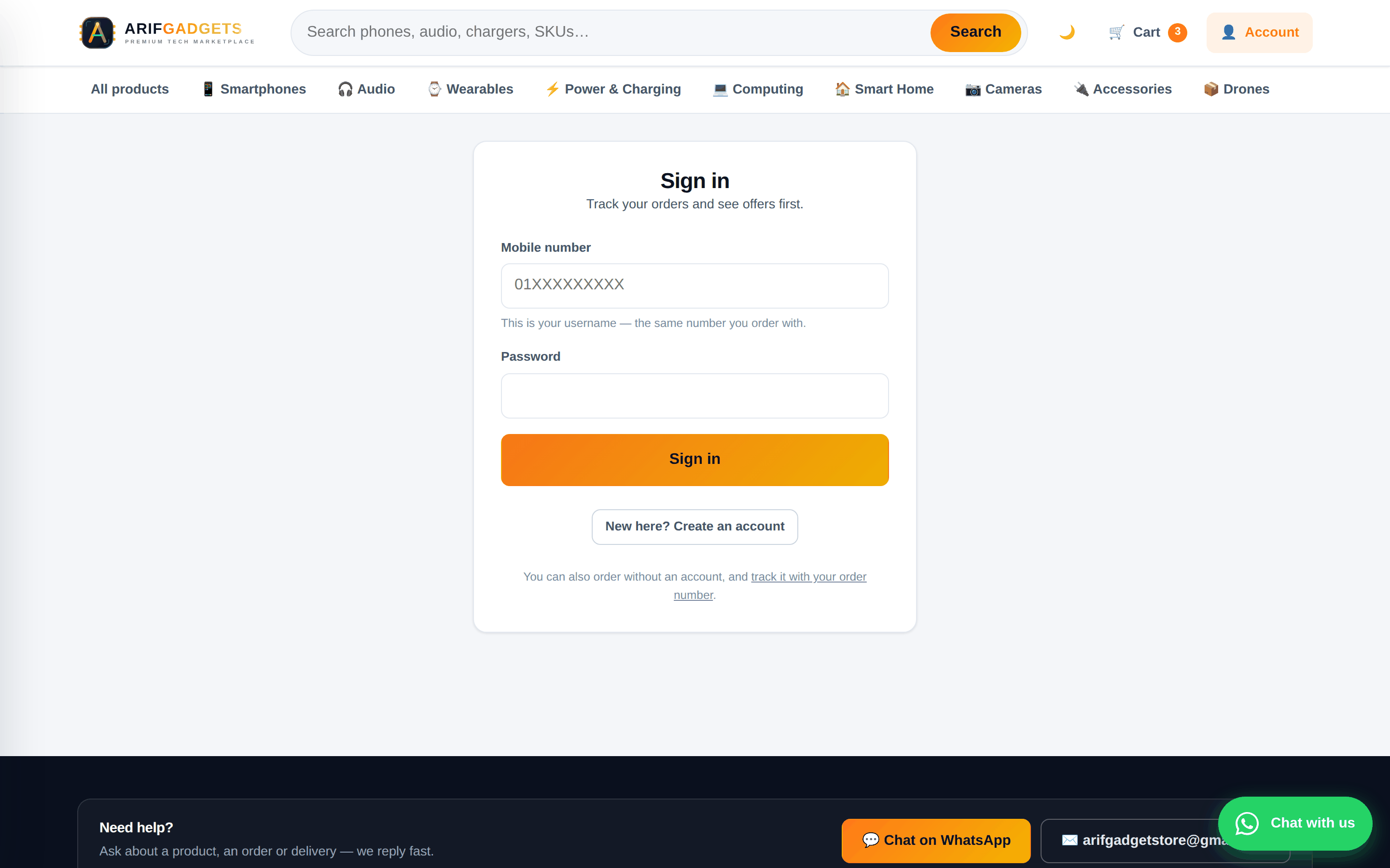 Customer account