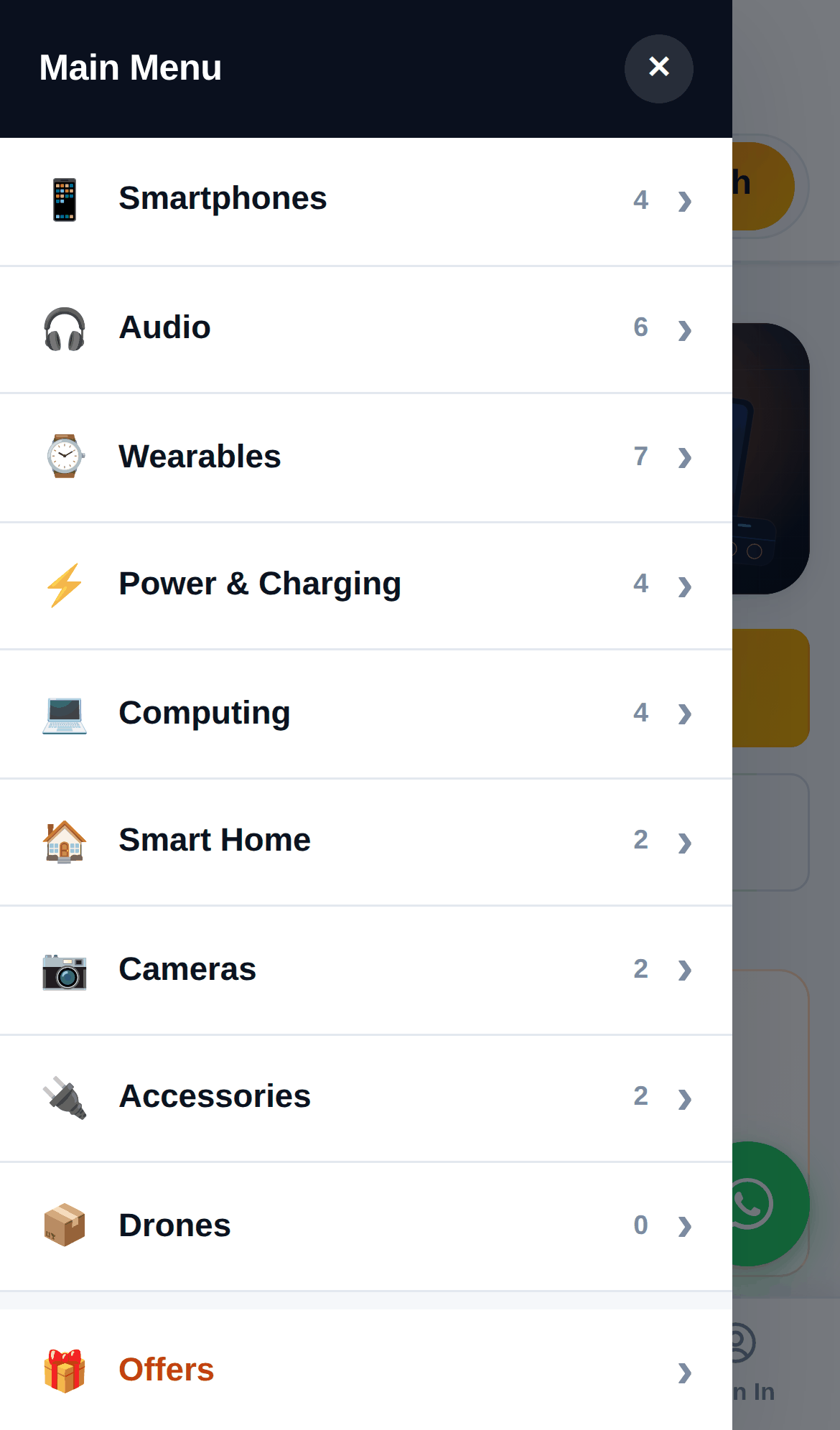 Mobile menu