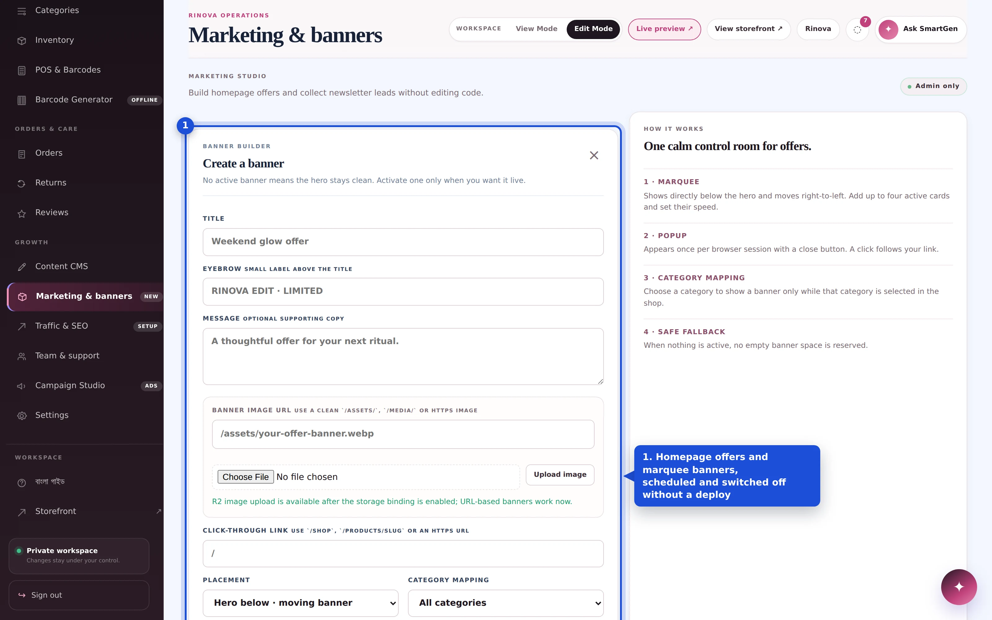 Marketing and banners